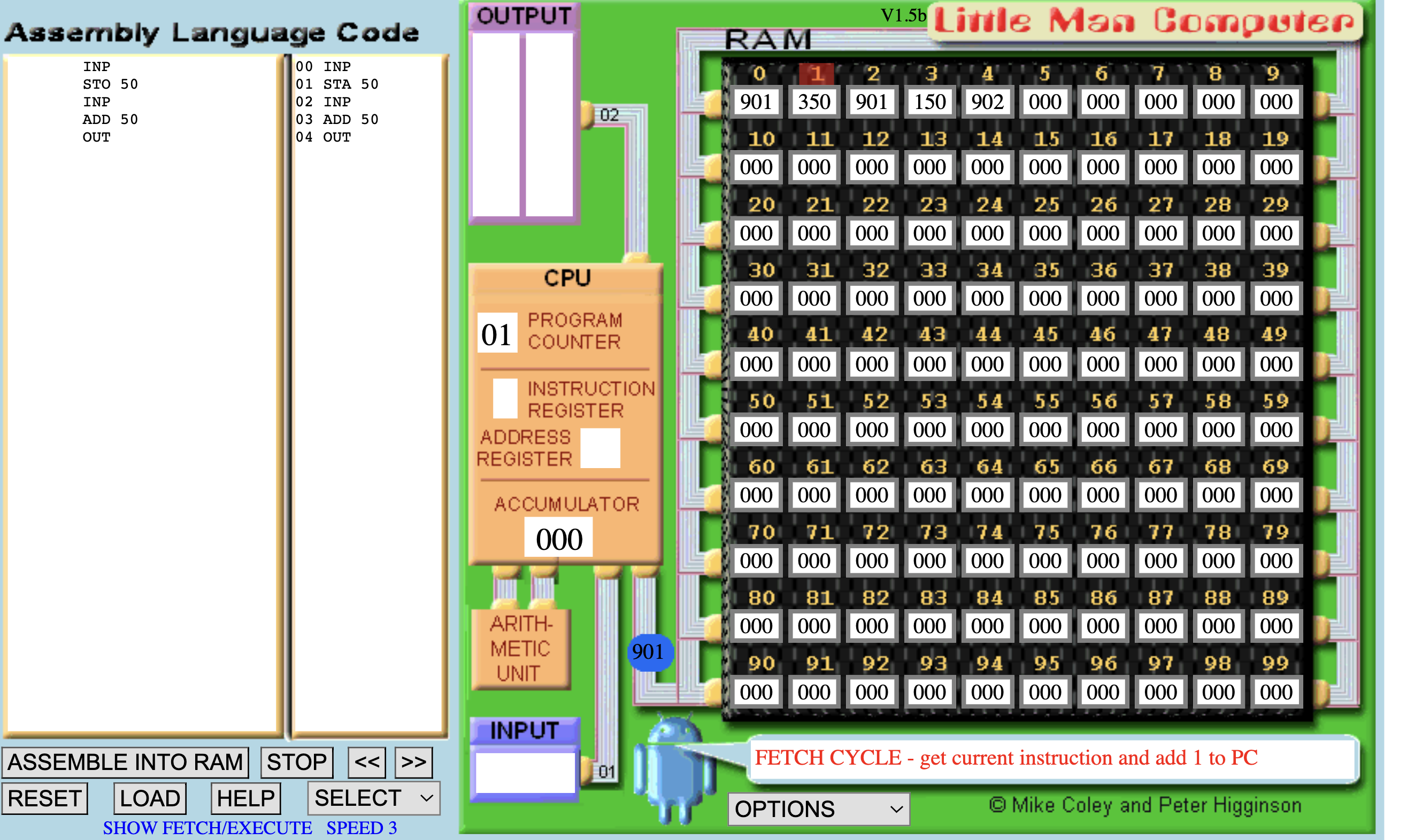 Little Man Computer Simulator Screenshot
